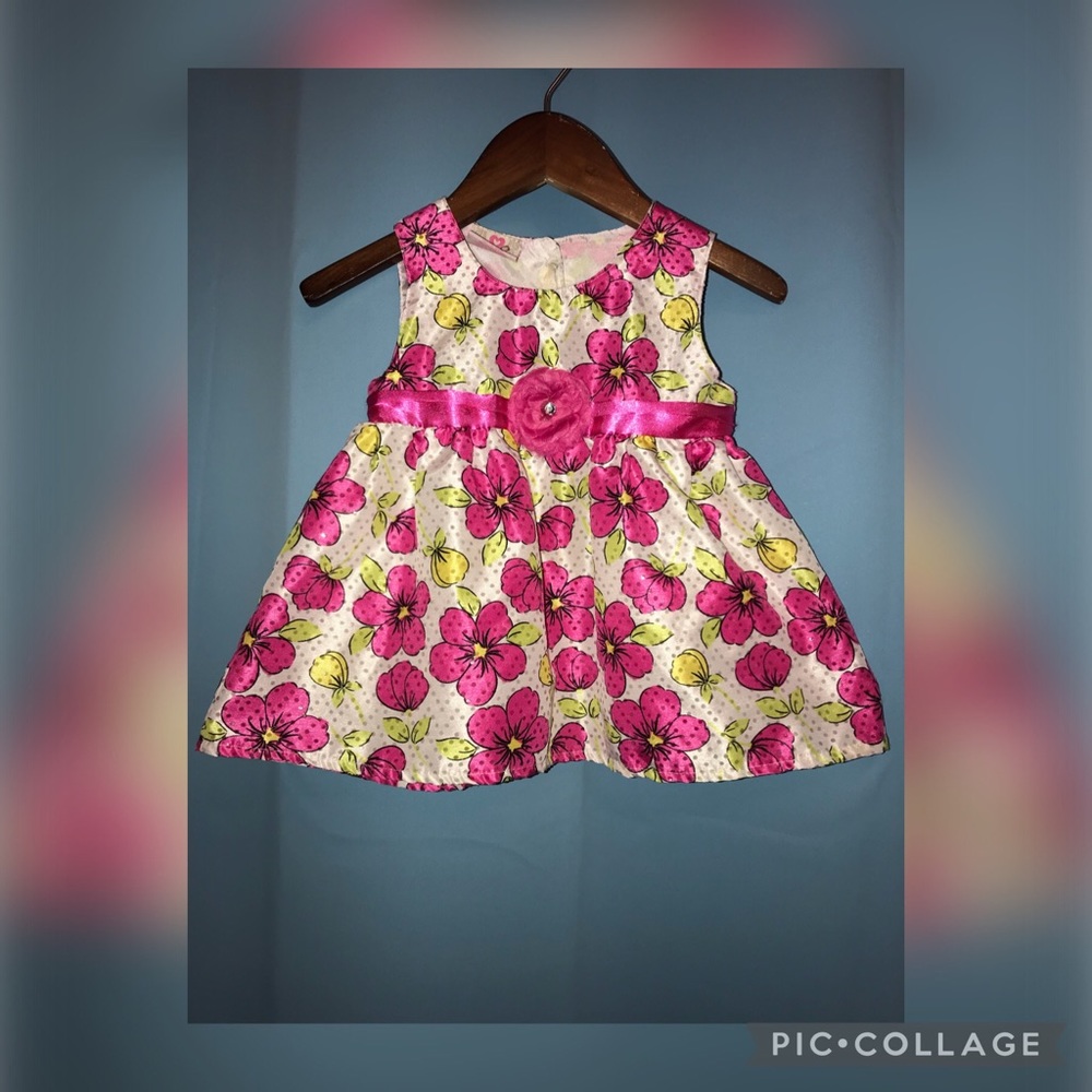 Bright pink floral dress